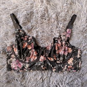 Unlined Longline Underwire Bra - Lace Floral